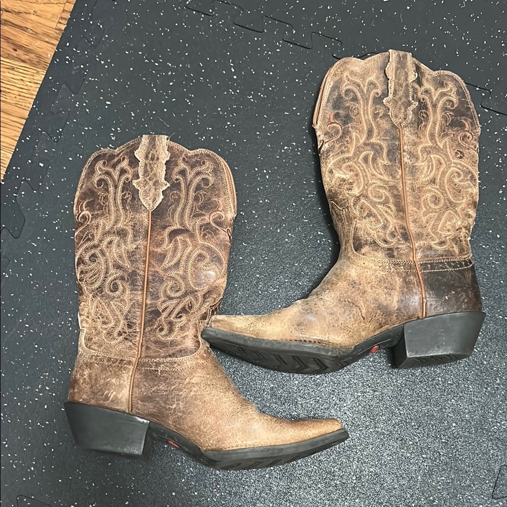Justin Brown Leather Cowboy Boots